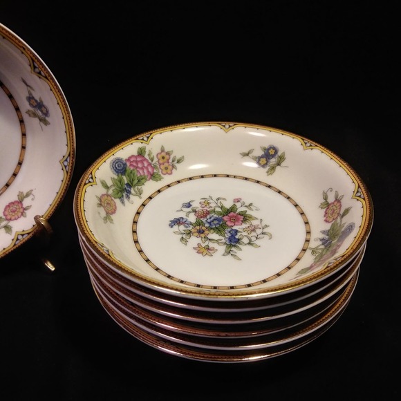 7 Vintage Noritake Dessert Bowls in Elysian 10in Gold Trim - Picture 16 of 16